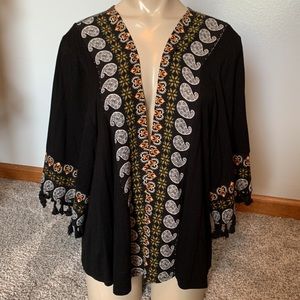 Bohemian Design Open Front Cardigan